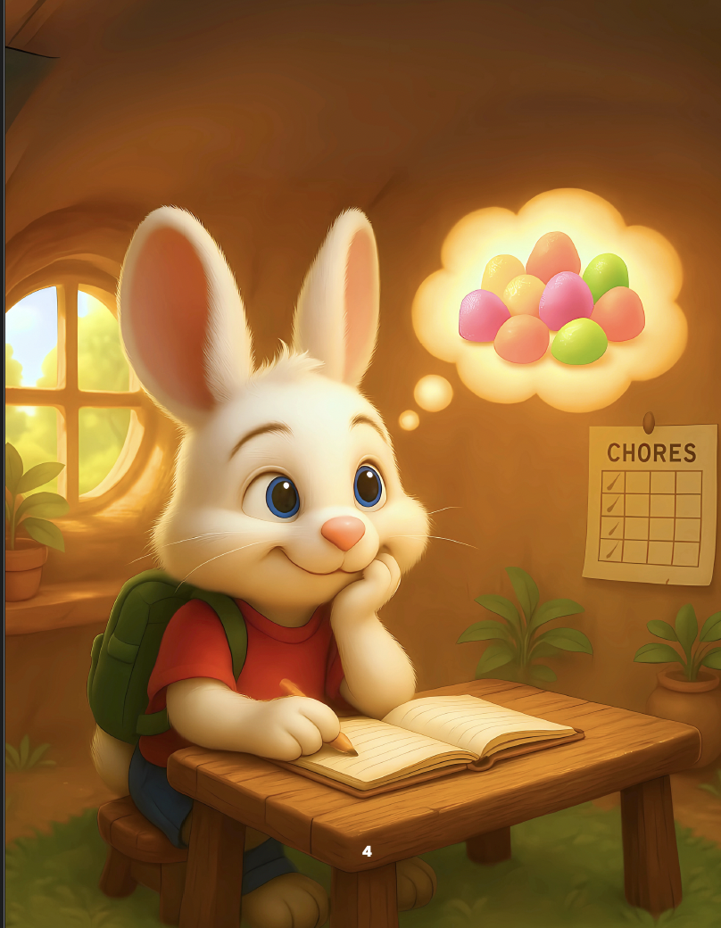 Benny the Bunny doing chores and planning